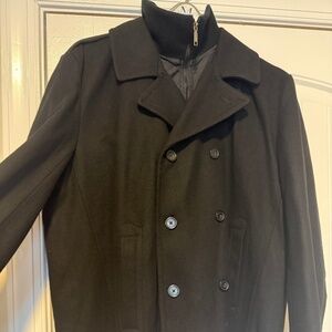 Joseph Abboud Portola Black Wool Blend Peacoat 3XL Quilted Lined-BRAND NEW